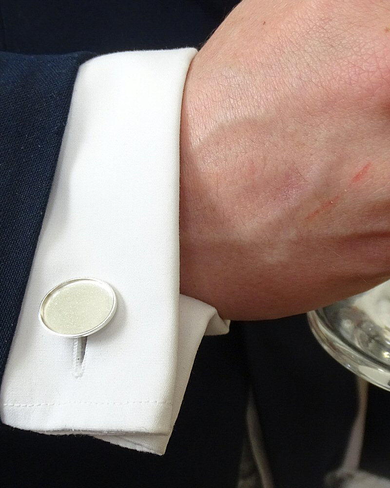 Silver Cufflinks Heavy Collet Bezel For Cabochons