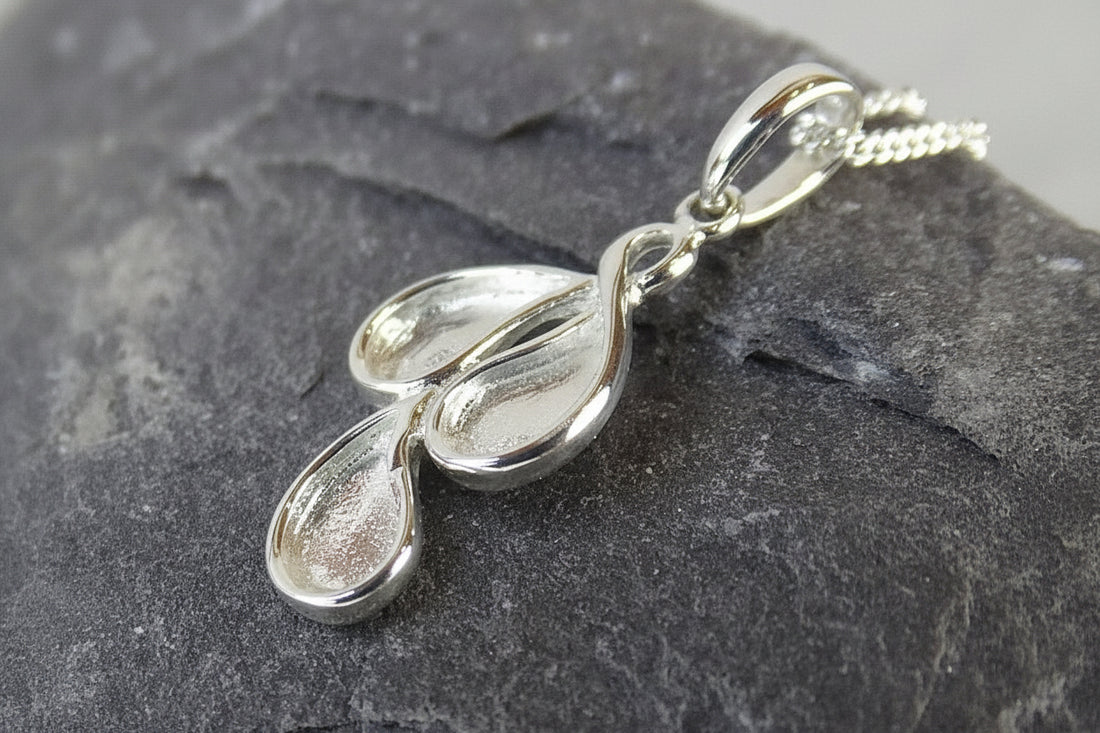 Solid silver pendant mount suitable for resin