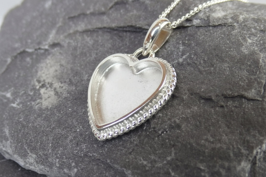 Solid Silver Rope Edge Heart Pendant Suitable For Resin