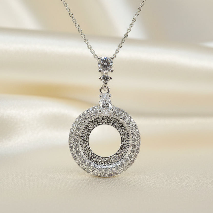 Stunning Silver And cz Pendant To Fit 13mm Cabochon