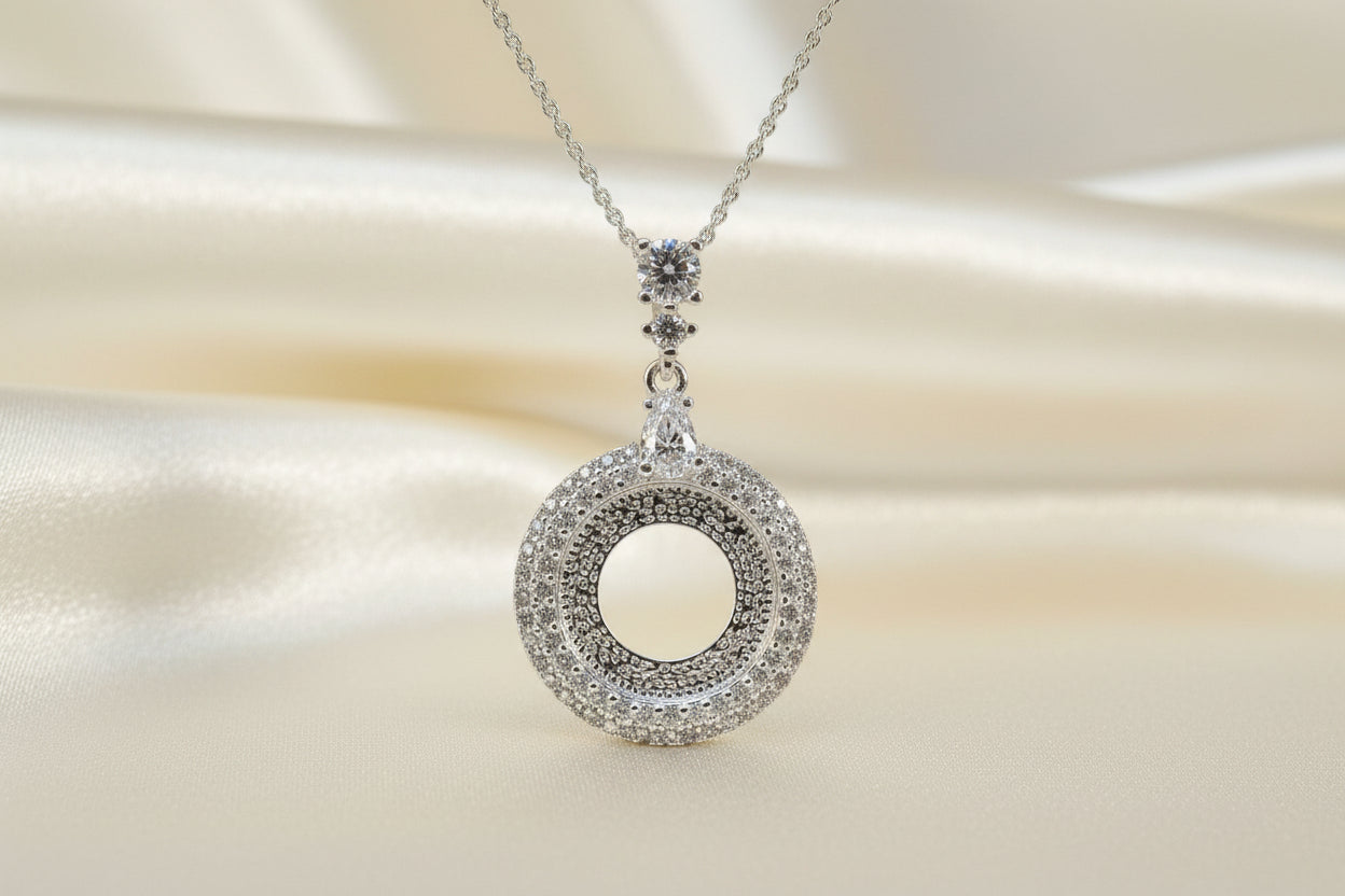 Stunning Silver And cz Pendant To Fit 13mm Cabochon