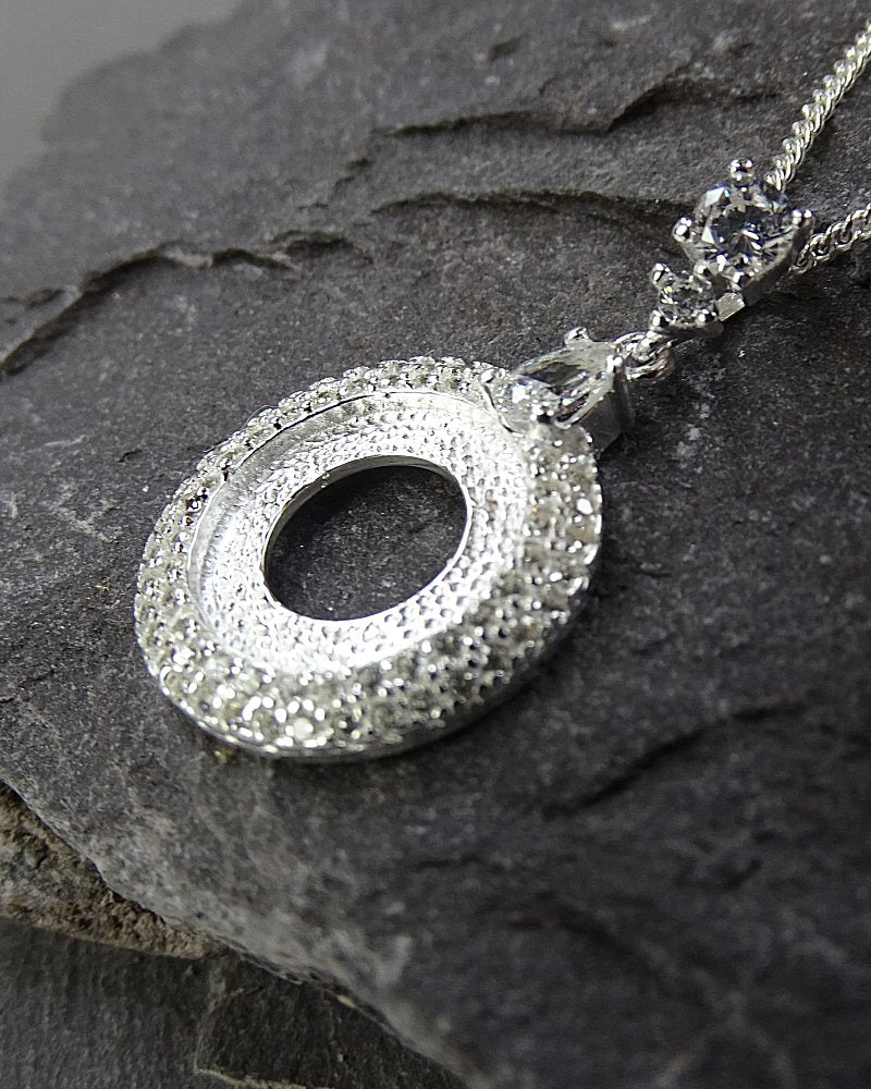 Stunning Silver And cz Pendant To Fit 13mm Cabochon