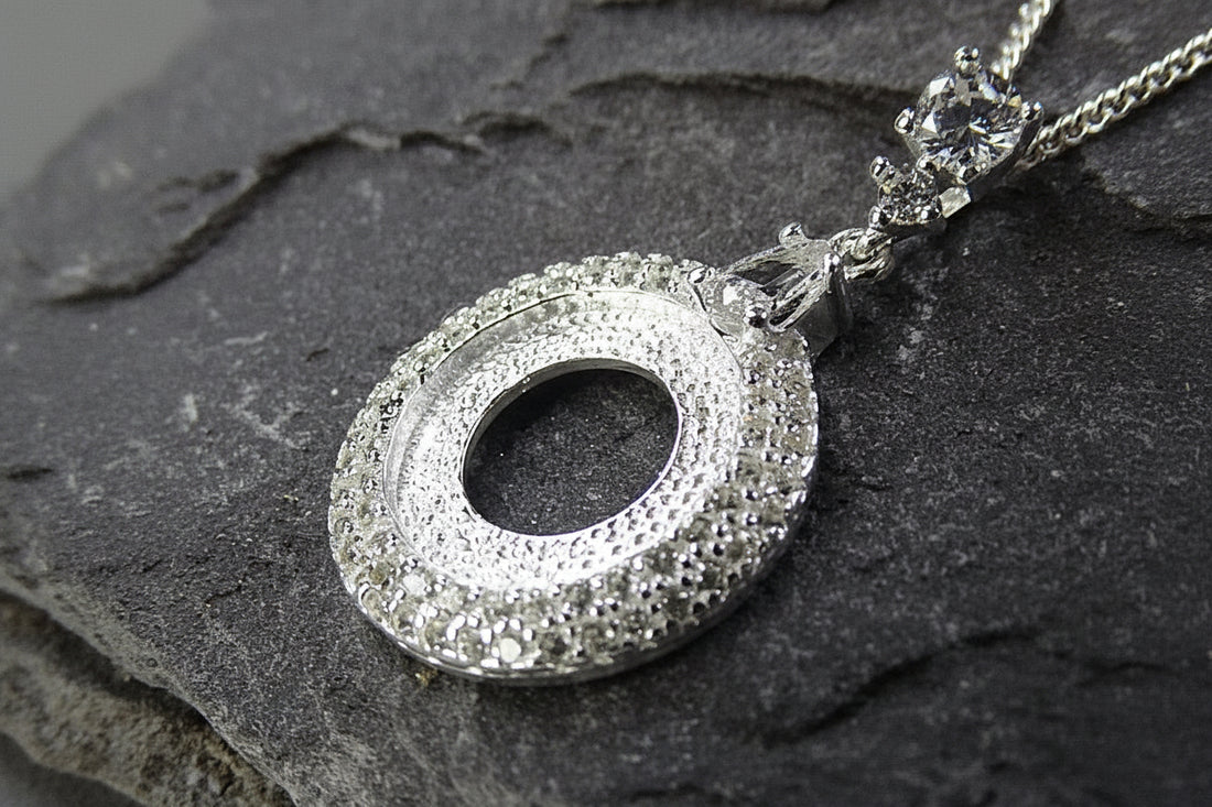 Stunning Silver And cz Pendant To Fit 13mm Cabochon