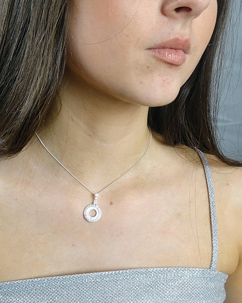 Stunning Silver And cz Pendant To Fit 13mm Cabochon