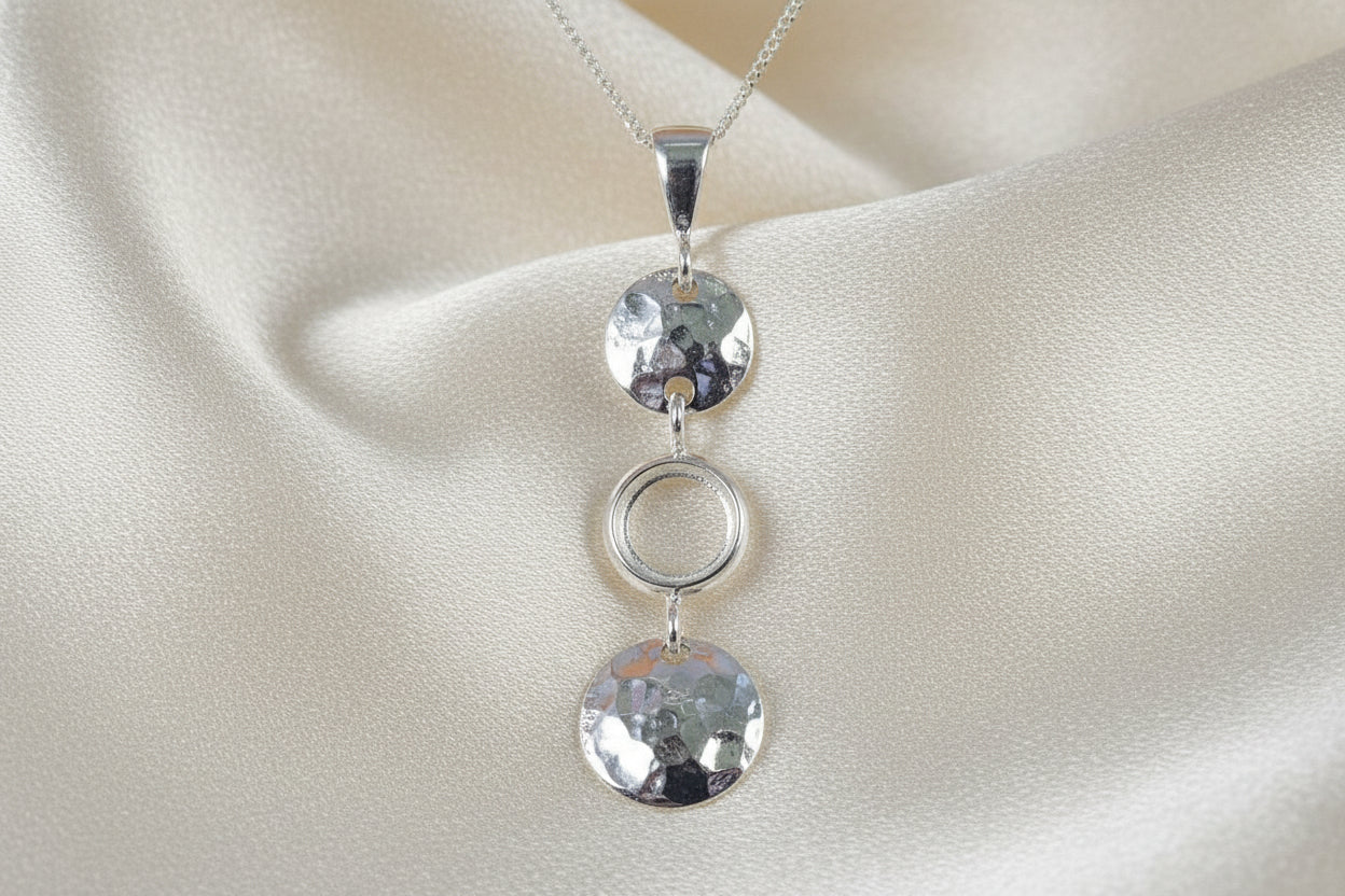 Long Silver Pendant Mount For 8mm Cabochon