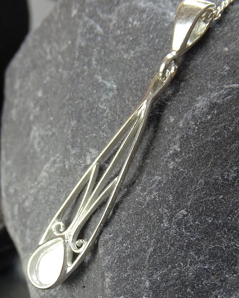 Solid Silver Drop Pendant For Stones Or Resin