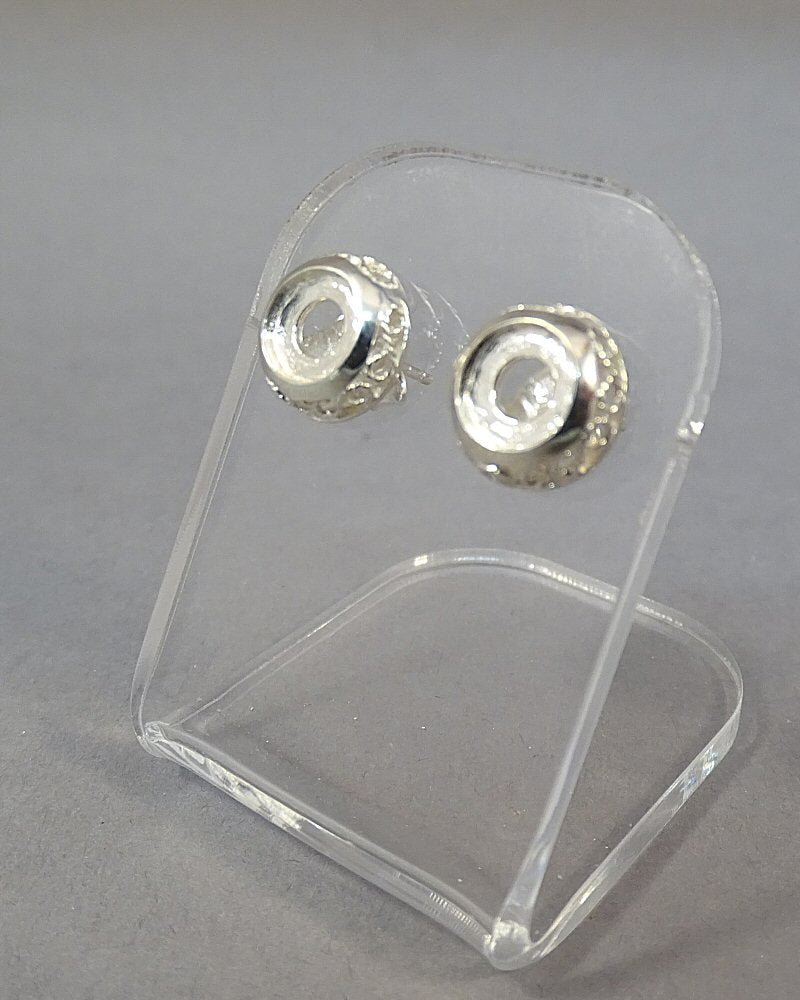 Silver Domed Ear Stud Setting To Fit 6mm Stone