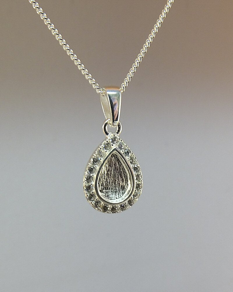 silver teardrop pendant blank