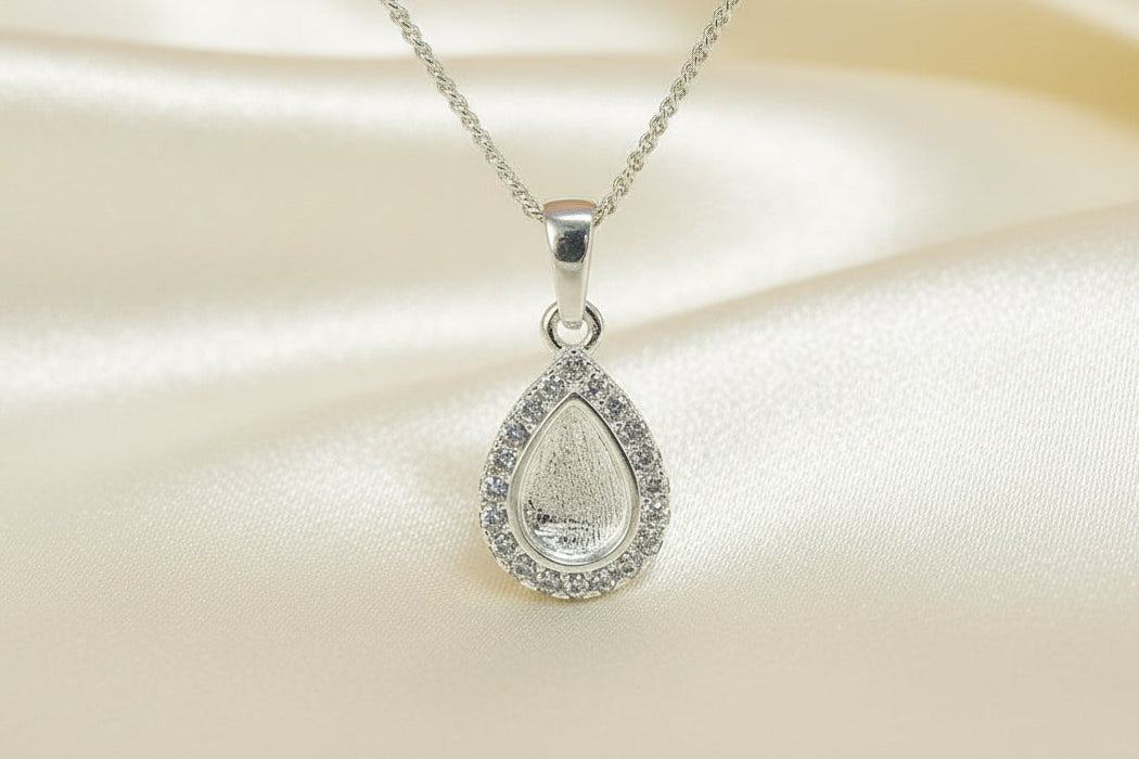 silver teardrop pendant blank