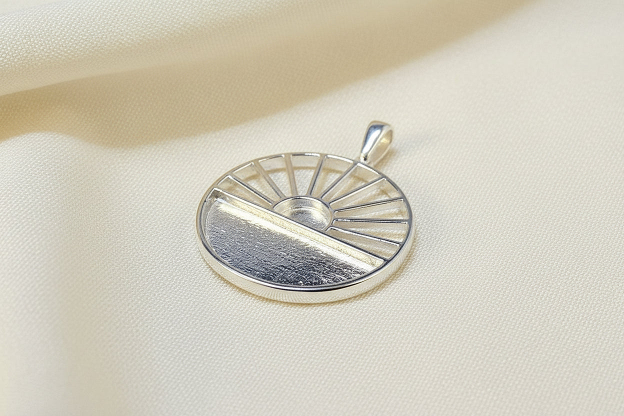 Solid Silver Sunset Pendant Suitable For Resin