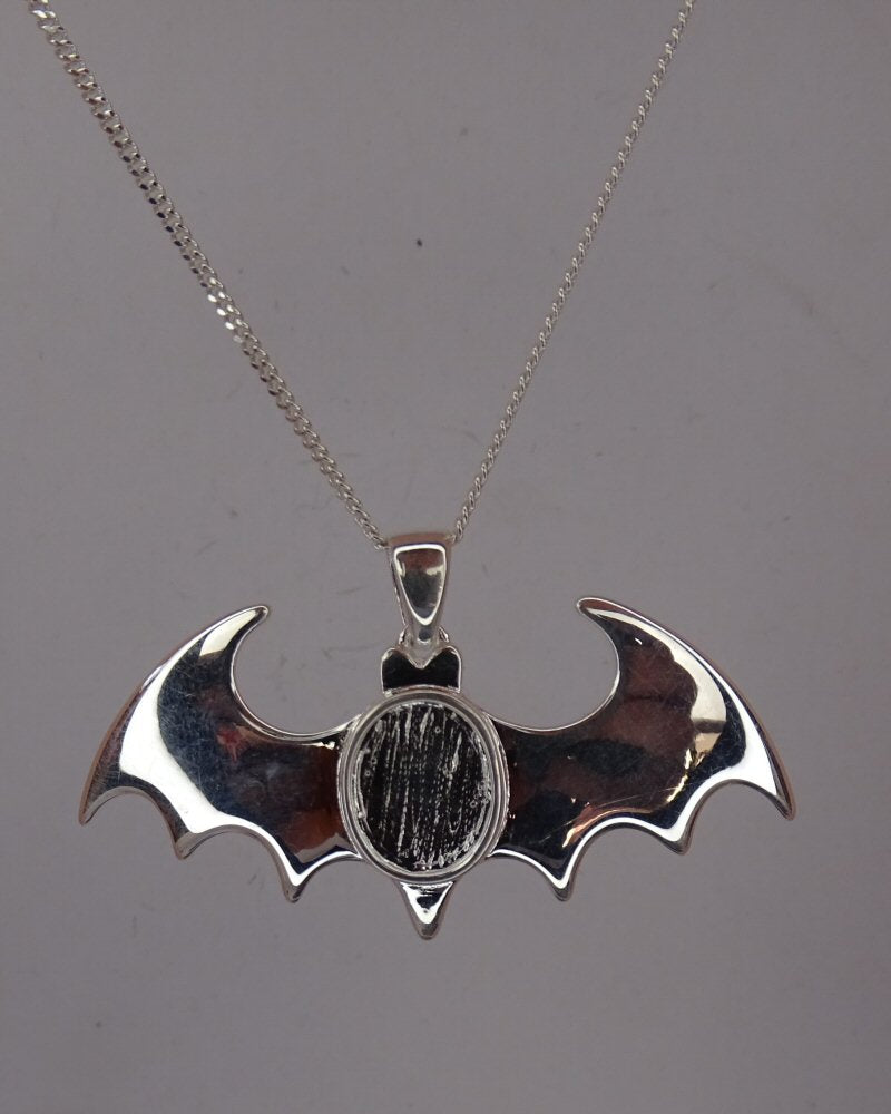 Solid Silver Bat Pendant For 10x8 Cabochon Or Resin