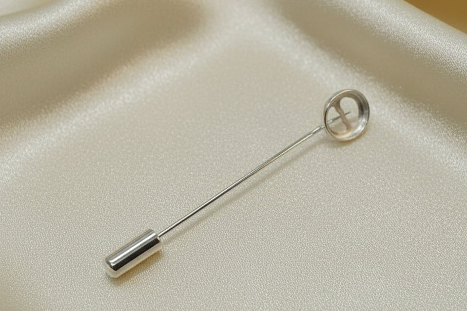 Silver Tie Pin Bezel Setting For 10x8 Stones