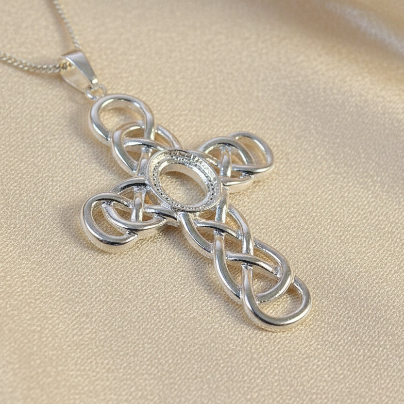 Unset Silver Cross 10x8 For Cabochons
