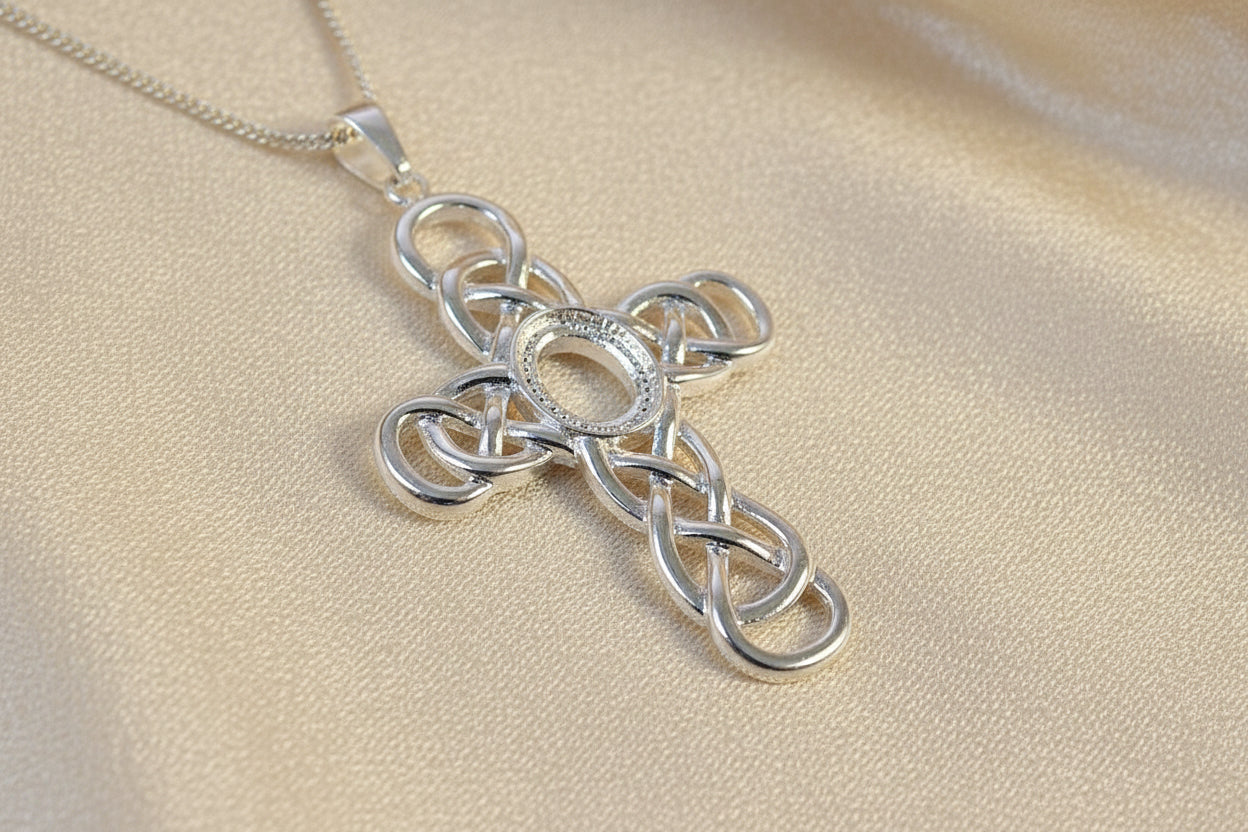 Unset Silver Cross 10x8 For Cabochons