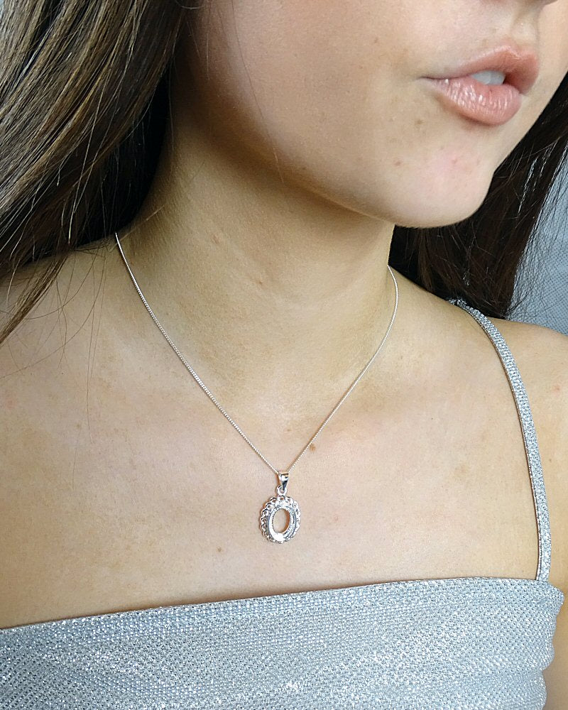 Scroll Edge Silver Pendant Setting For 14x10 Cabochons