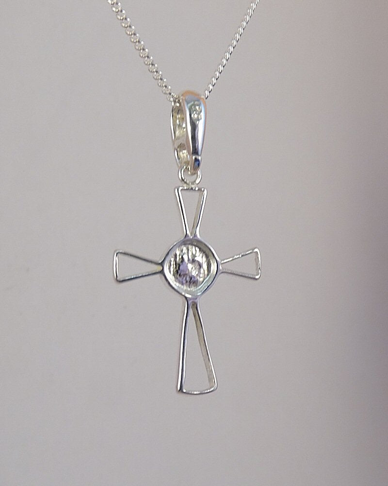 silver cross setting for resin or cabochon