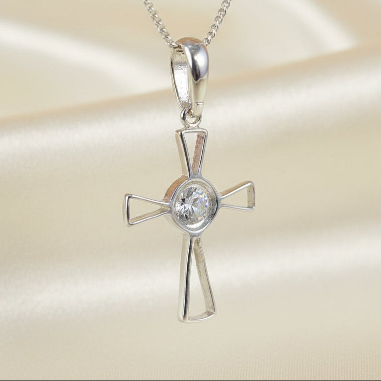 silver cross setting for resin or cabochon