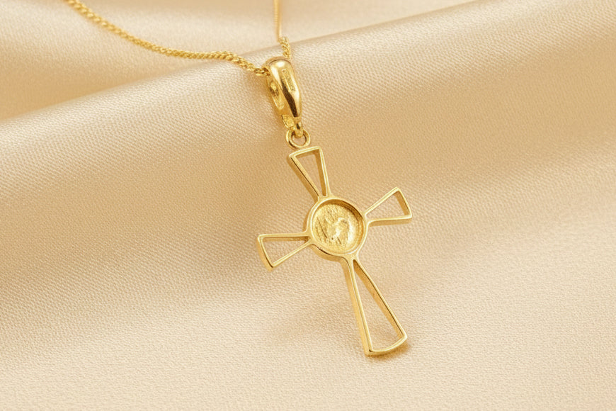 Solid Gold Open Cross To Fit 5mm