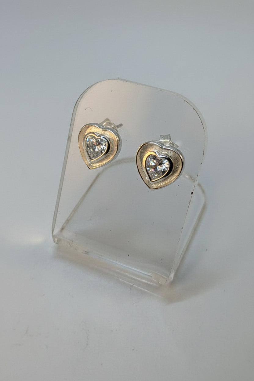 Solid Silver Heart CZ Earrings Perfect For Resin