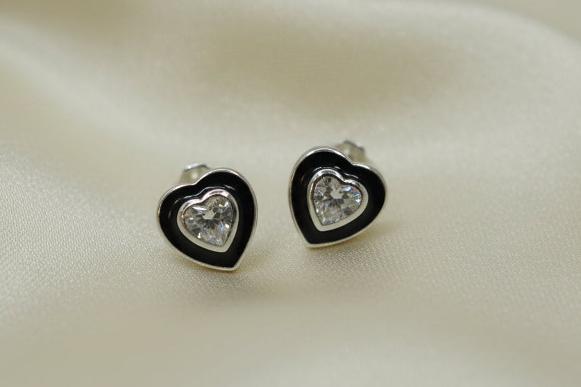 Solid Silver Heart CZ Earrings Perfect For Resin