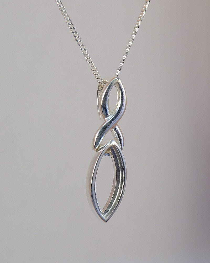 Unset silver marquise pendant mount for 14x7