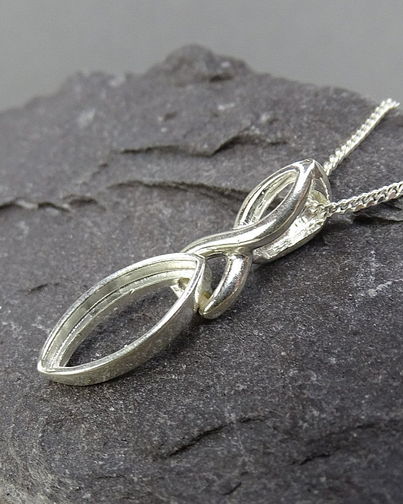 Unset silver marquise pendant mount for 14x7