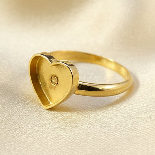 Solid Gold Heart Ring Suitable For Resin