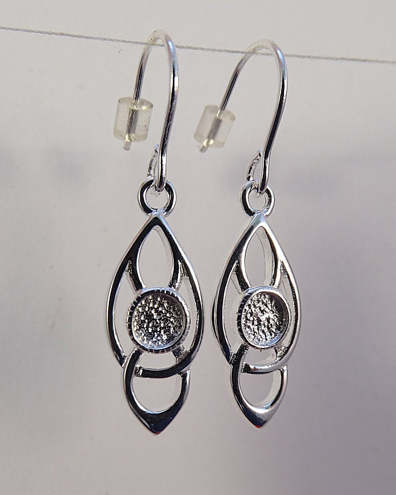 Silver Celtic Earrings For 4mm Cabochon