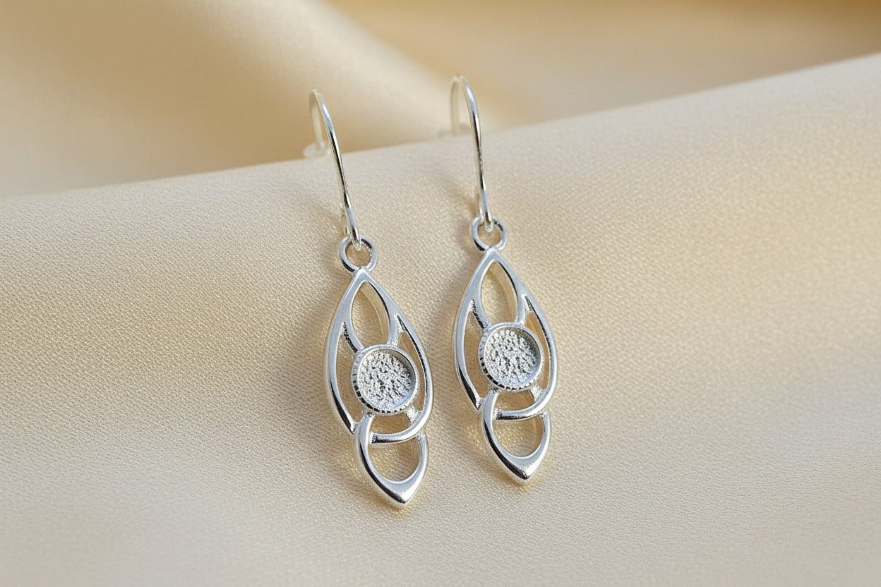 Silver Celtic Earrings For 4mm Cabochon