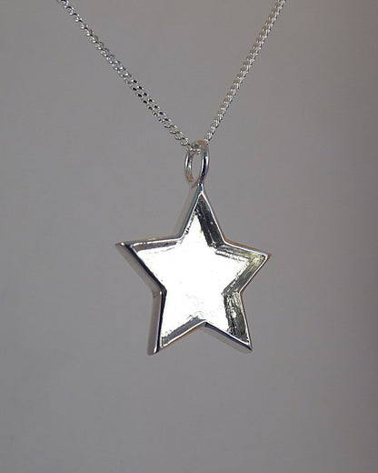 Solid Back Silver Star Pendant Setting Perfect For Resin
