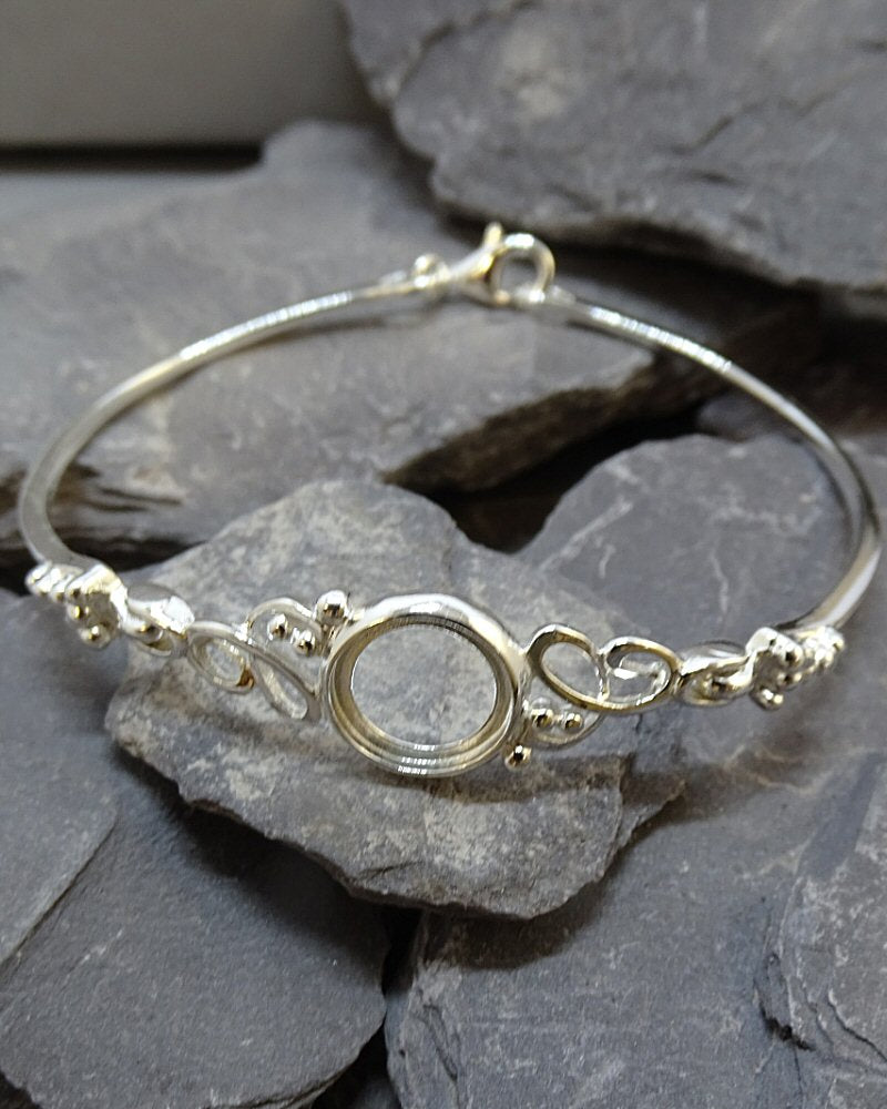 Solid Silver Bangle To Fit 10mm Cabochon