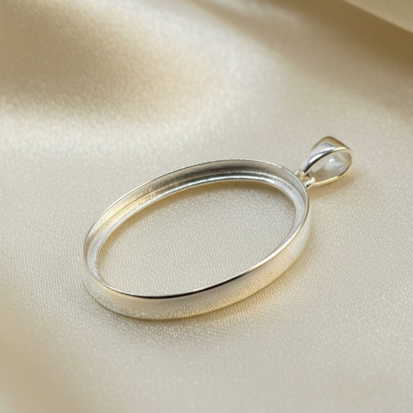 Double Sided Silver Pendant Bezel For Two Stones