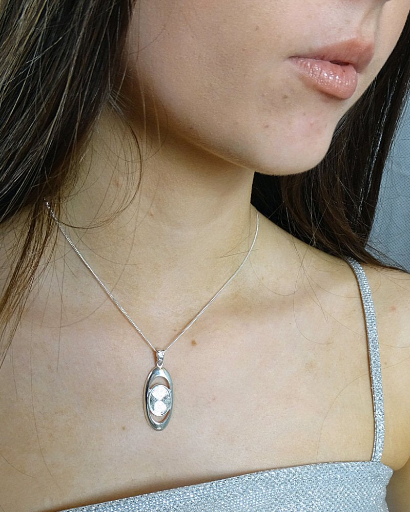 14x10 Silver Hoop Pendant for Resin or Gemstone