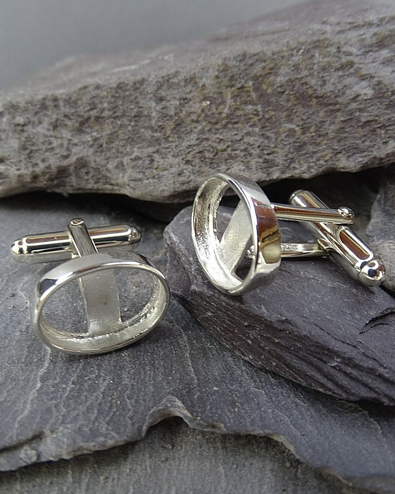 14x10 Silver Cufflink Settings Without Stones