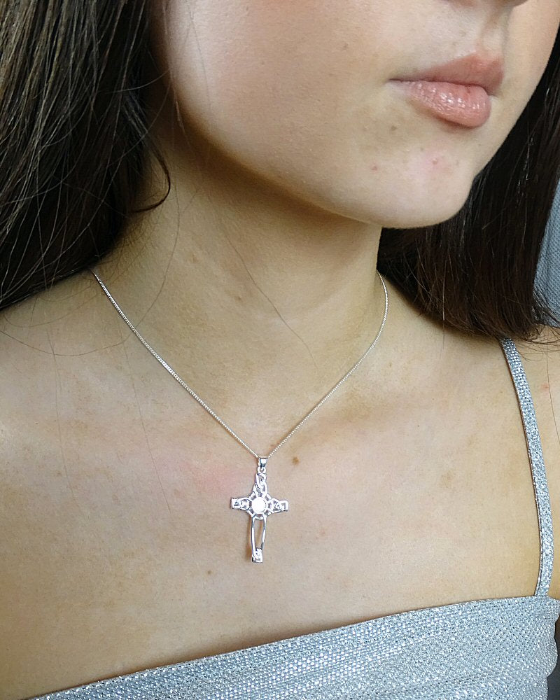 Silver Celtic Cross Unset For 5mm Stone
