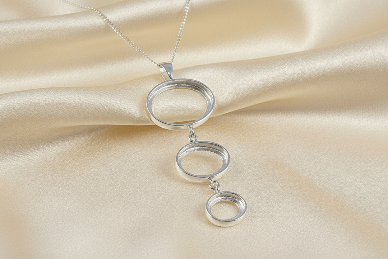 Three Stone Pendant Mount To Set Your Own Stones 18x13 14x10 10x8