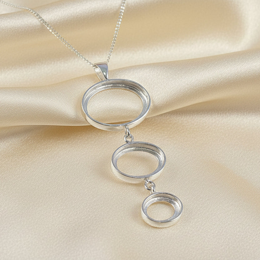Three Stone Pendant Mount To Set Your Own Stones 18x13 14x10 10x8