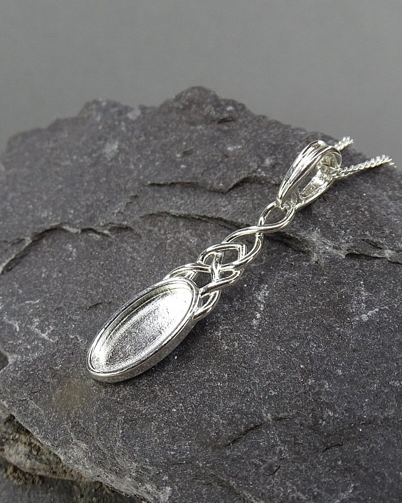 Silver Celtic Style Pendant setting Suitable For Cabochons Or Resin