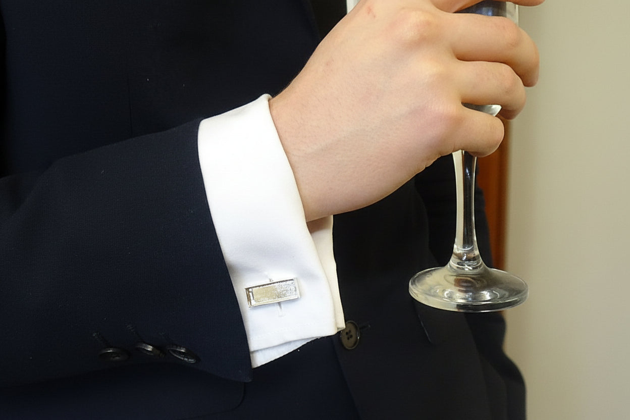 Silver Cufflink mounts For Resin Or To Set 22x7 Stone