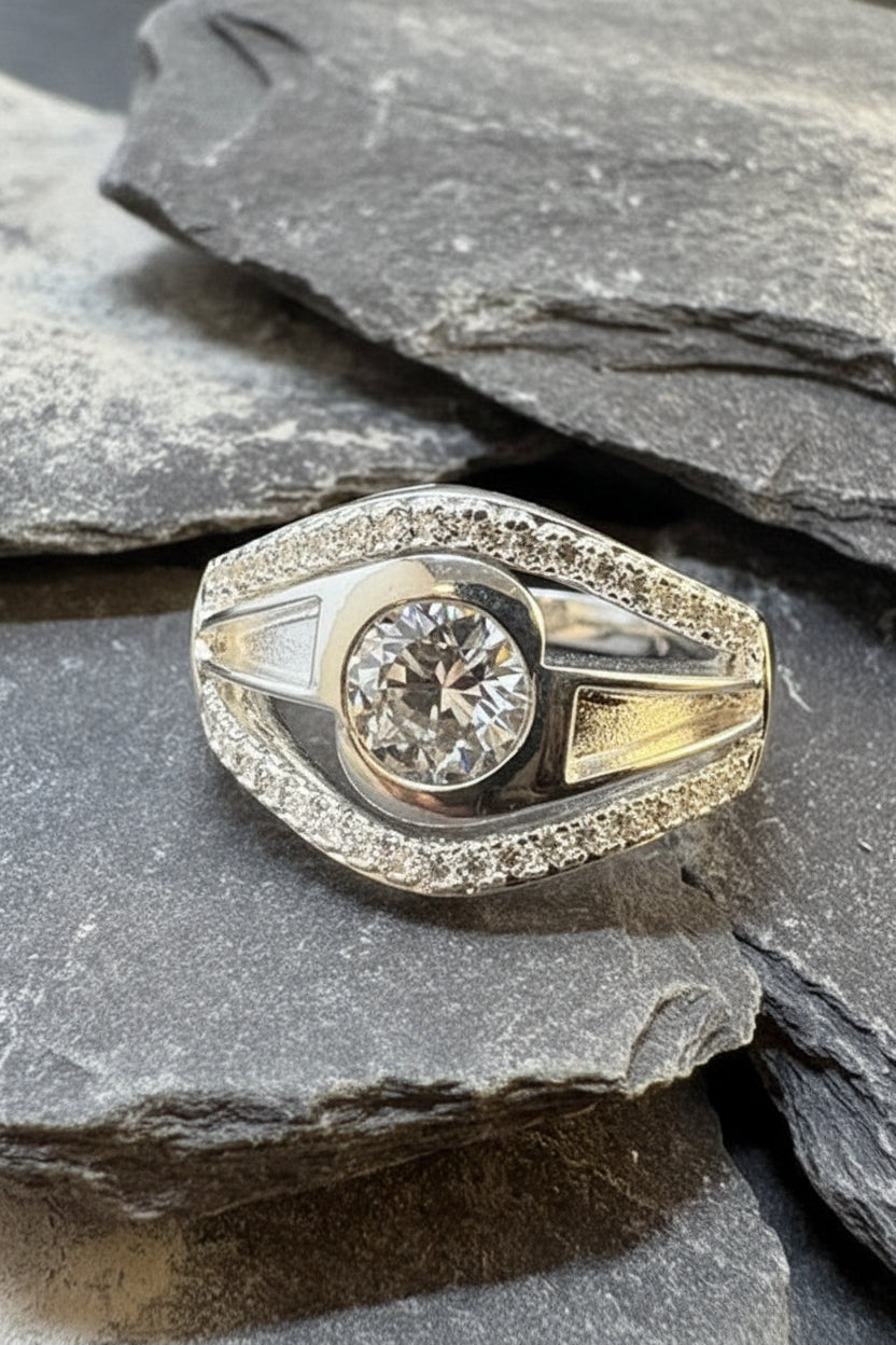 Stunning Silver Ring With CZ Specially For Ashes