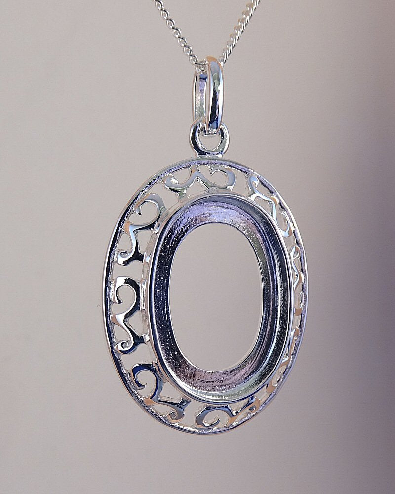 Silver Jewellery Pendant Setting To Fit 18x13 Stone