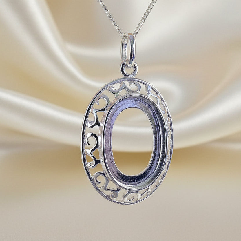 Silver Jewellery Pendant Setting To Fit 18x13 Stone