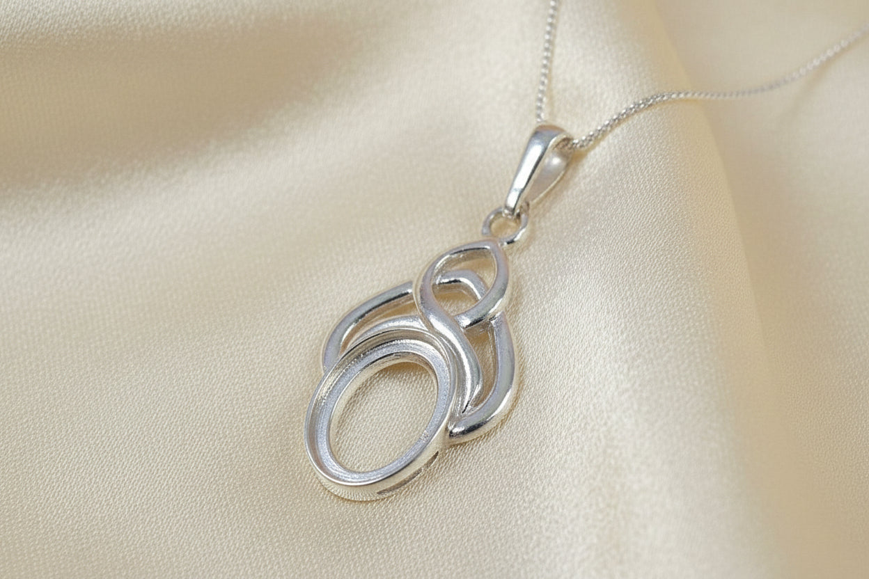Solid Silver Celtic Style Pendant To Fit 14x10 Cabochon