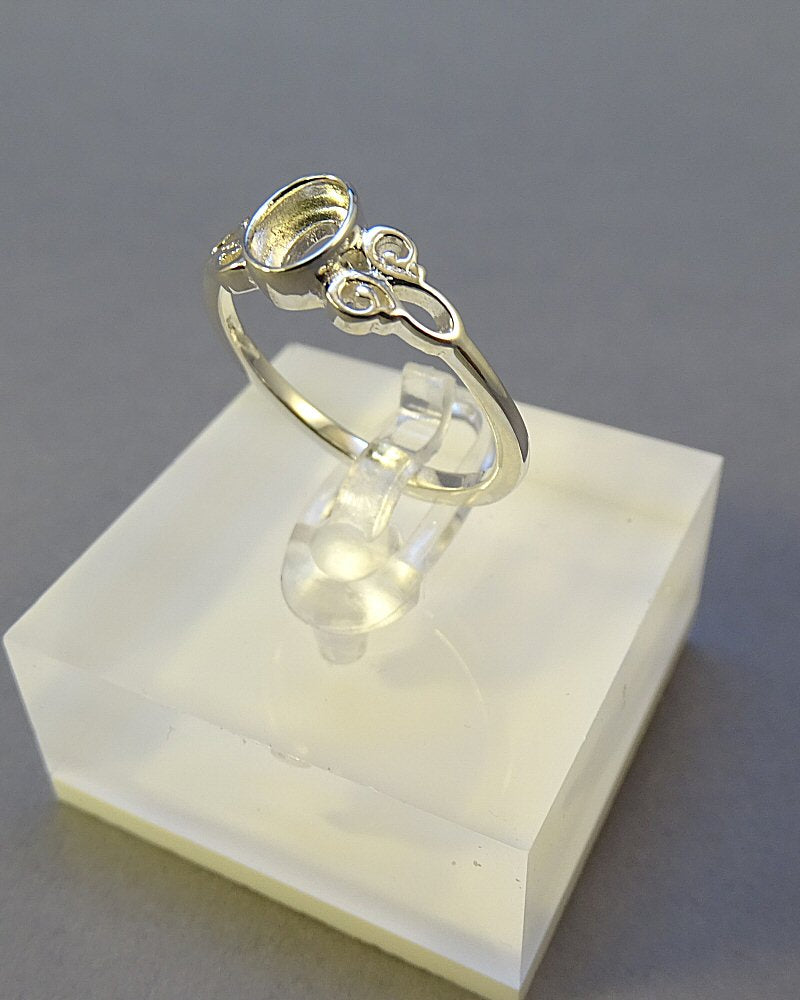 Unset Silver Ring Setting For 6x4 Stone