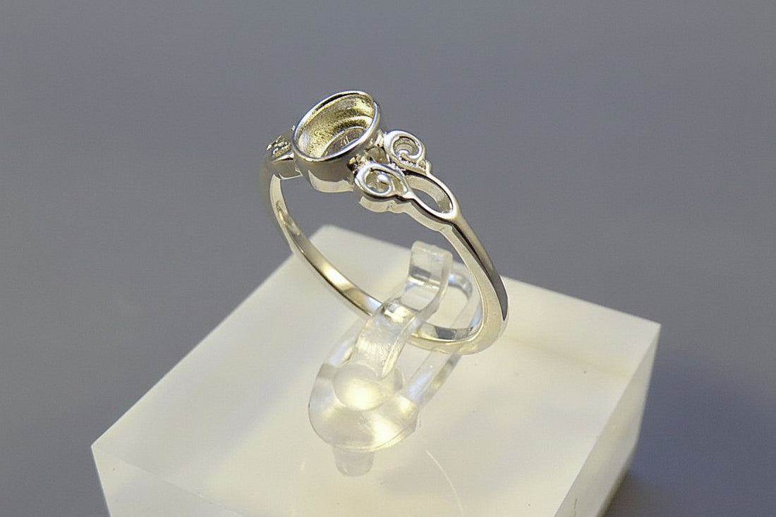 Unset Silver Ring Setting For 6x4 Stone