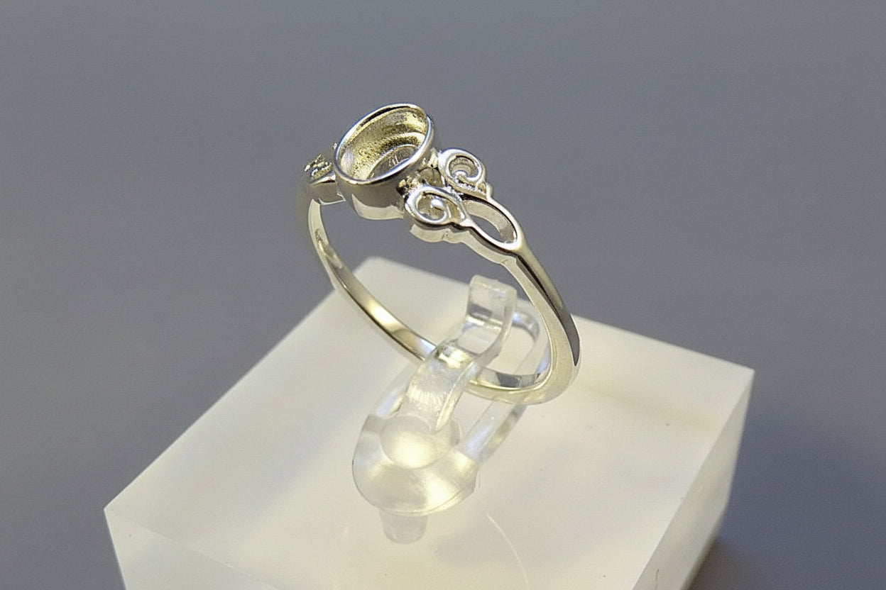 Unset Silver Ring Setting For 6x4 Stone