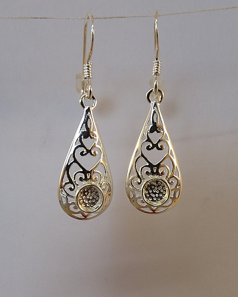 Drop Earring Setting To Fit 4mm Cabochon