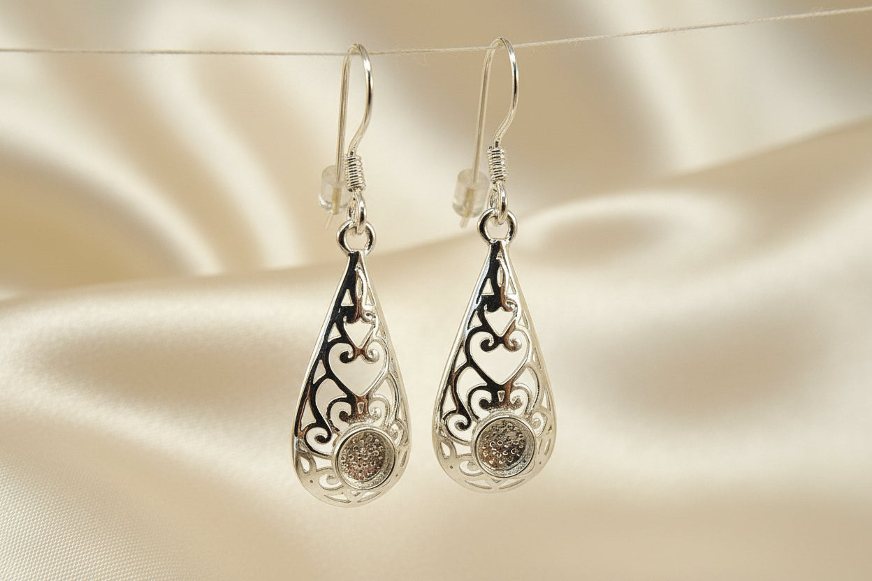 Drop Earring Setting To Fit 4mm Cabochon