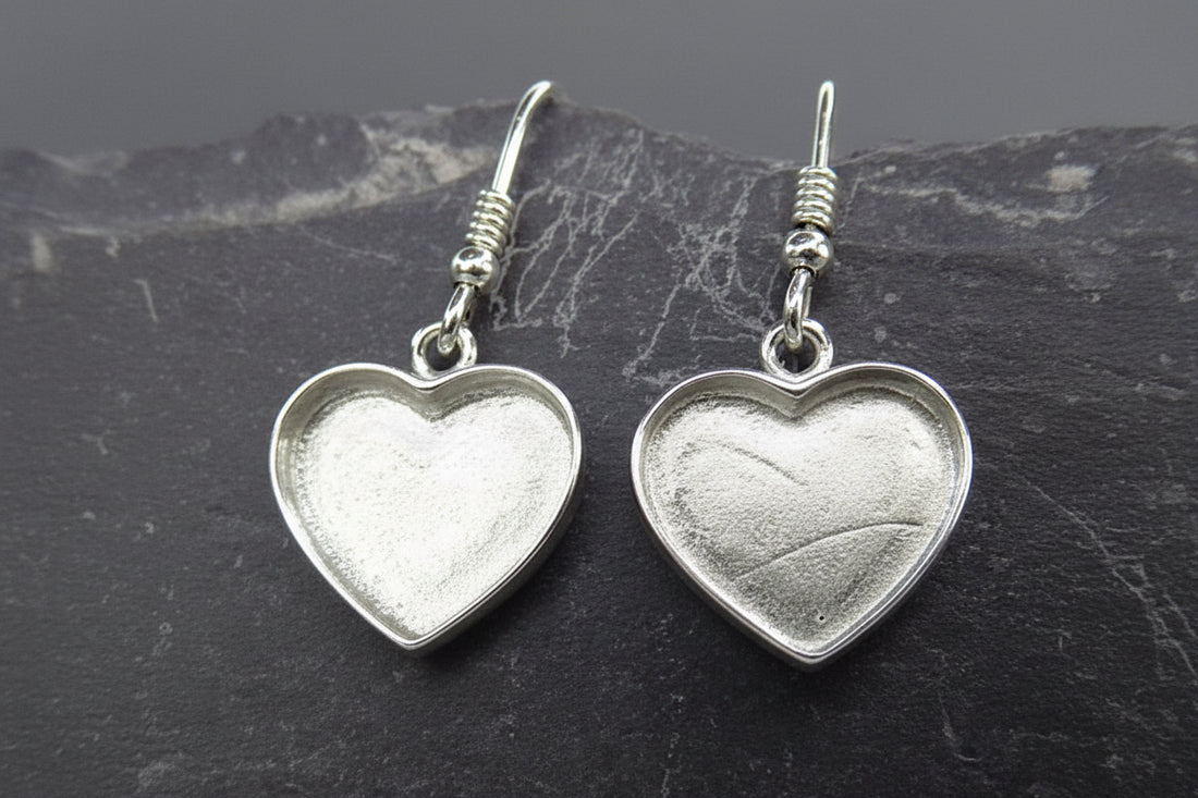 Stunning Silver Heart Drop Earrings Perfect For Resin