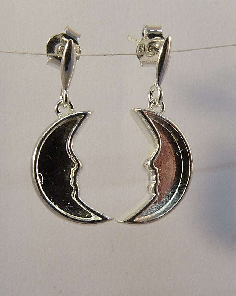 Solid Silver Moon Drop Earrings Mounts Suitable for Resin